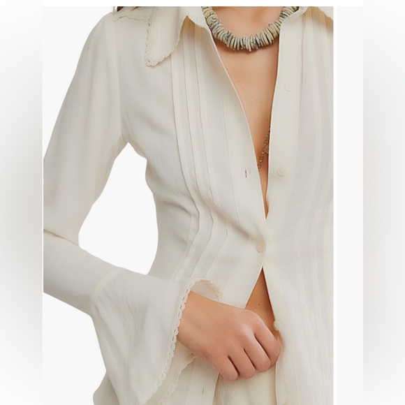 Free people cream melrose blouse button down small - Picture 5 of 7